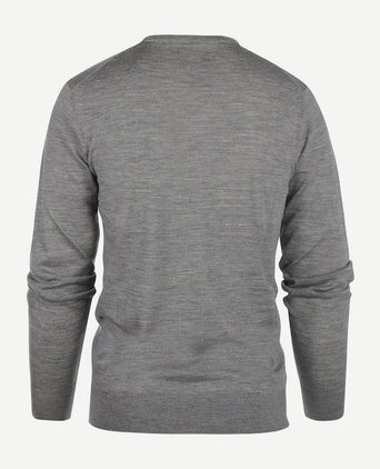 Steppin' Out trui v-hals merinowol melange grijs | Regular-fit