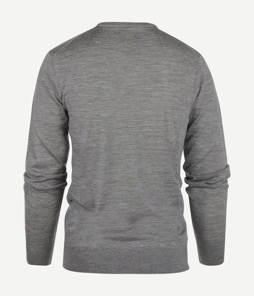 Steppin' Out trui v-hals merinowol melange grijs | Regular-fit