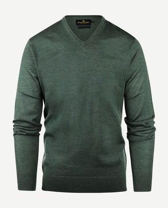 Steppin' Out trui v-hals merinowol sage groen | Regular-fit
