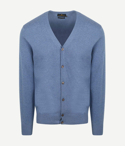 Steppin' Out vest cotton cashmere blauw | Regular-fit