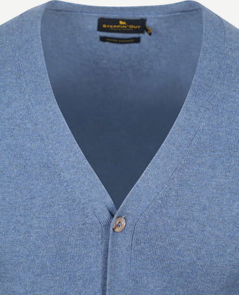 Steppin' Out vest cotton cashmere blauw | Regular-fit