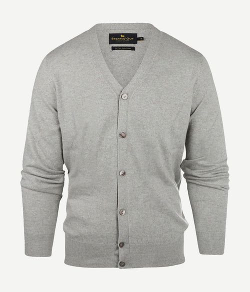 Steppin' Out vest cotton cashmere melange grijs | Regular-fit