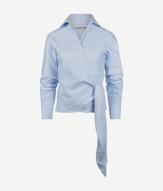 Steppin' Out wikkel blouse julia Oxford lichtblauw | Slim-fit Steppin' Out wikkel blouse julia Oxford lichtblauw | Slim-fit
