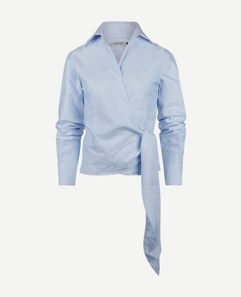 Steppin' Out wikkel blouse julia Oxford lichtblauw | Slim-fit