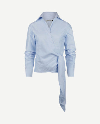 Wikkel blouse julia Oxford lichtblauw