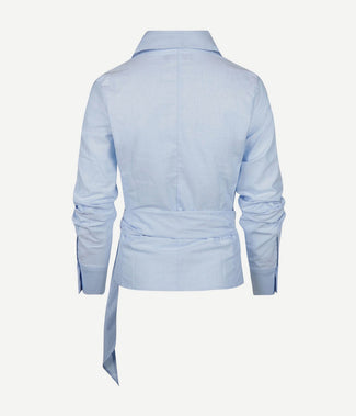 Steppin' Out wikkel blouse julia Oxford lichtblauw | Slim-fit Steppin' Out wikkel blouse julia Oxford lichtblauw | Slim-fit