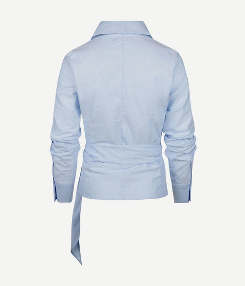 Steppin' Out wikkel blouse julia Oxford lichtblauw | Slim-fit