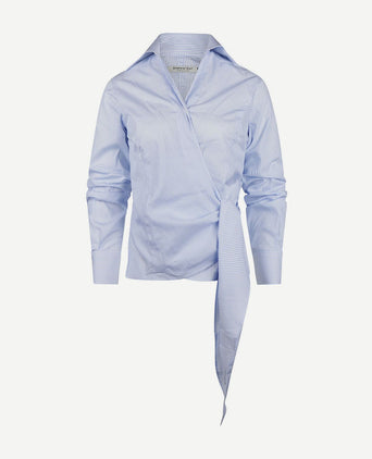 Steppin' Out wikkel blouse julia streep lichtblauw | Slim-fit