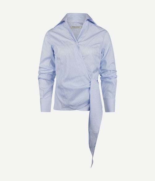 Steppin' Out wikkel blouse julia streep lichtblauw | Slim-fit