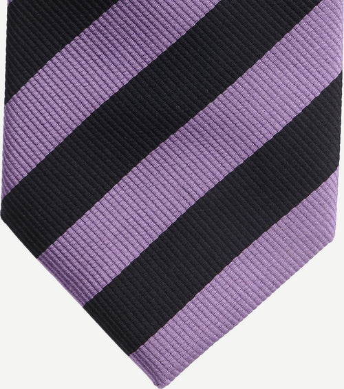 Stropdas zijde lila - zwart streep fd19