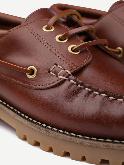 Bootschoenen leer bruin