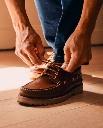 Bootschoenen leer bruin