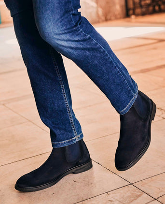 Chelsea boot suede donkerblauw