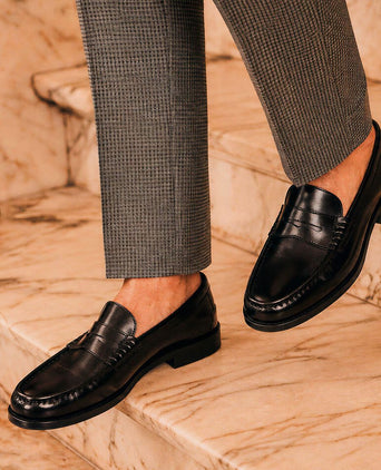 Penny loafers leer zwart