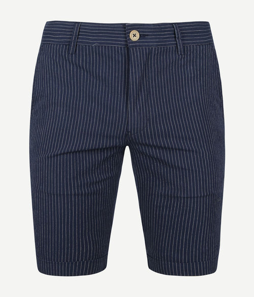 Suitable aswin short donkerblauw gestreept