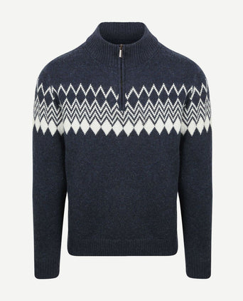 Suitable avery nordic halve rits trui wolblend donkerblauw