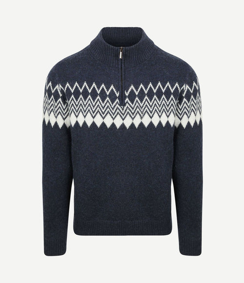 Avery nordic halve rits trui wolblend donkerblauw