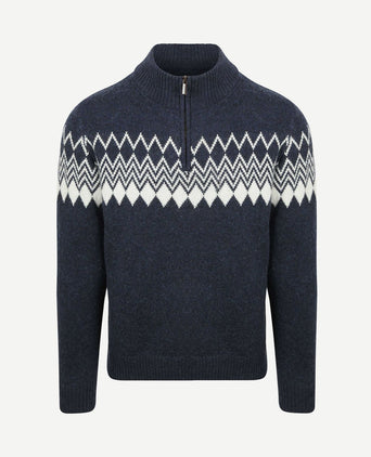 Avery nordic halve rits trui wolblend donkerblauw