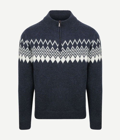 Avery nordic halve rits trui wolblend donkerblauw