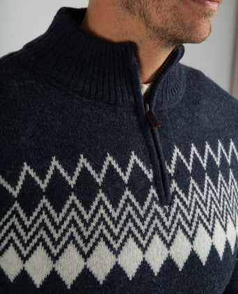 Avery nordic halve rits trui wolblend donkerblauw