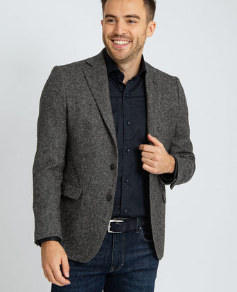 Suitable birds eye colbert merinowol antraciet | Regular-fit