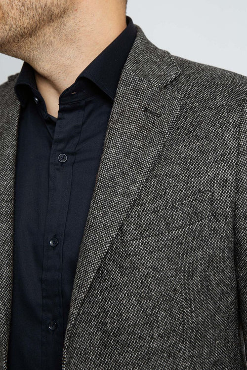 Suitable birds eye colbert merinowol antraciet | Regular-fit