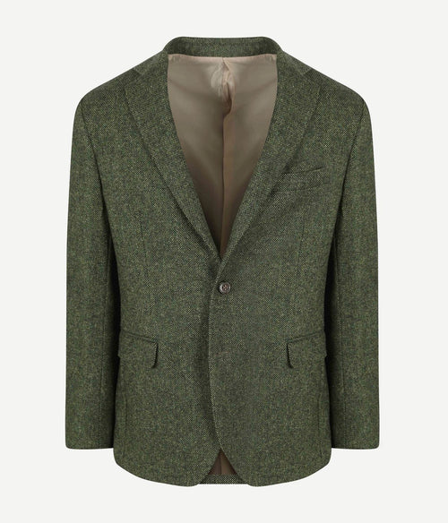 Suitable birds eye colbert merinowol groen | Regular-fit