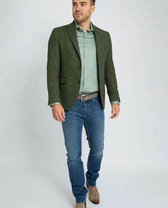 Suitable birds eye colbert merinowol groen | Regular-fit