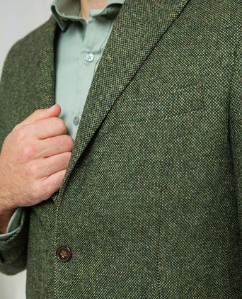 Suitable birds eye colbert merinowol groen | Regular-fit