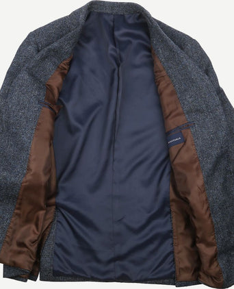 Birds eye colbert merinowol donkerblauw