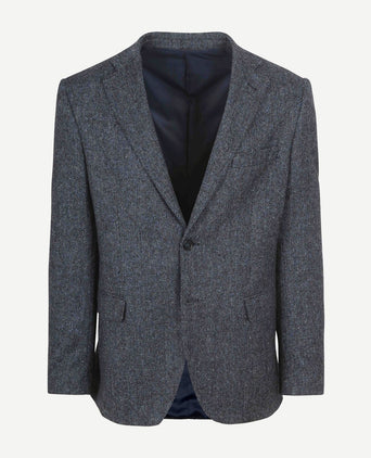 Birds eye colbert merinowol donkerblauw