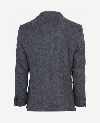 Birds eye colbert merinowol donkerblauw