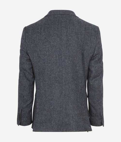 Suitable birds eye colbert merinowol donkerblauw | Regular-fit