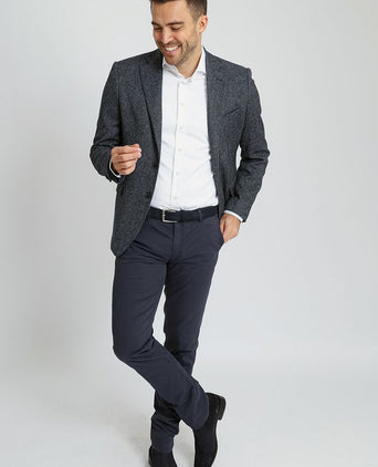 Suitable birds eye colbert merinowol donkerblauw | Regular-fit