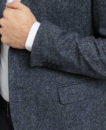 Suitable birds eye colbert merinowol donkerblauw | Regular-fit