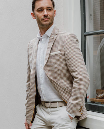 Suitable blazer grou ruiten beige