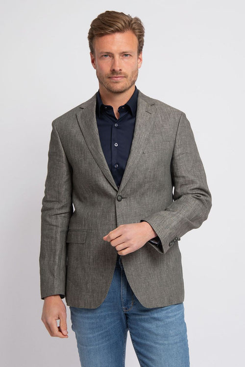 Suitable blazer linnen groen | Slim-fit