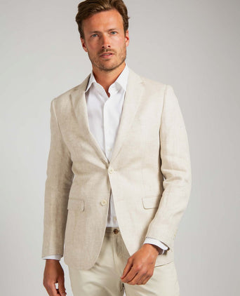 Suitable blazer linnen herringbone ecru | Slim-fit