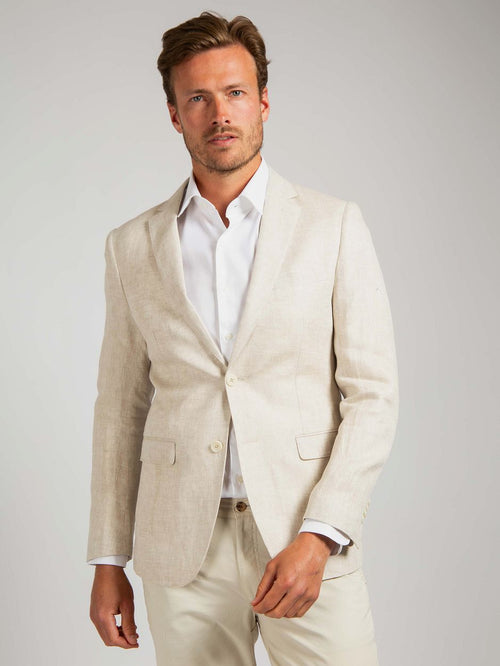 Suitable blazer linnen herringbone ecru | Slim-fit