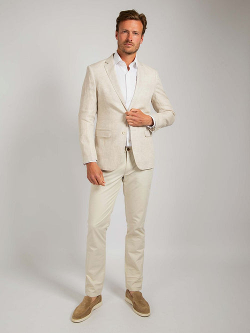 Suitable blazer linnen herringbone ecru | Slim-fit