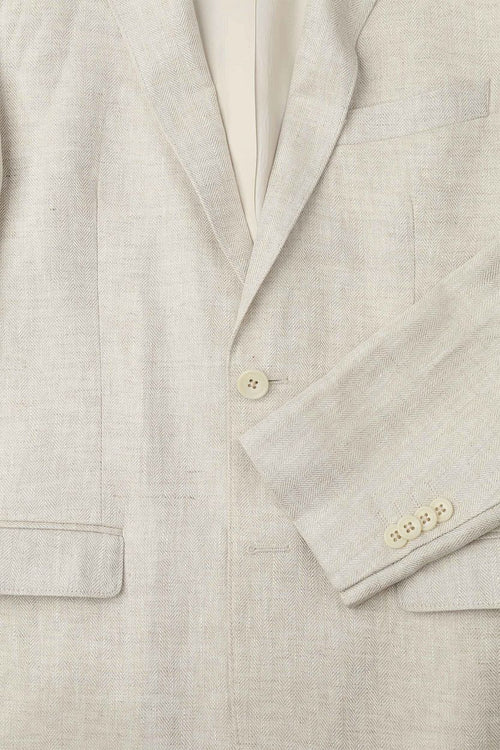 Suitable blazer linnen herringbone ecru | Slim-fit
