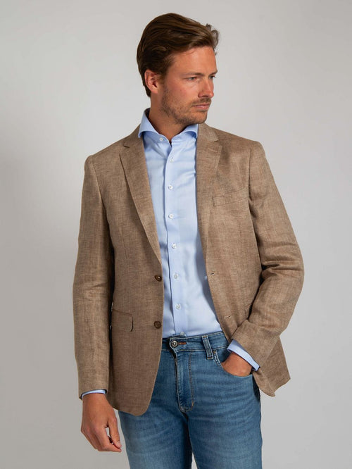 Suitable blazer linnen panama beige | Slim-fit