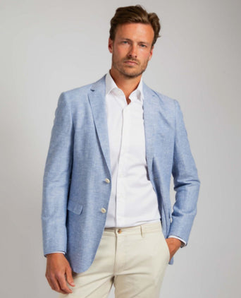 Suitable blazer linnen panama lichtblauw | Slim-fit