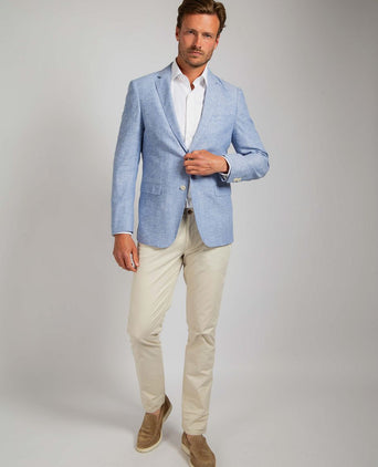 Suitable blazer linnen panama lichtblauw | Slim-fit