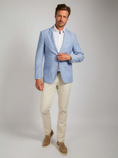 Suitable blazer linnen panama lichtblauw | Slim-fit