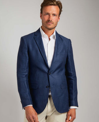 Suitable blazer linnen panama donkerblauw | Slim-fit