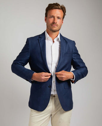 Suitable blazer linnen panama donkerblauw | Slim-fit