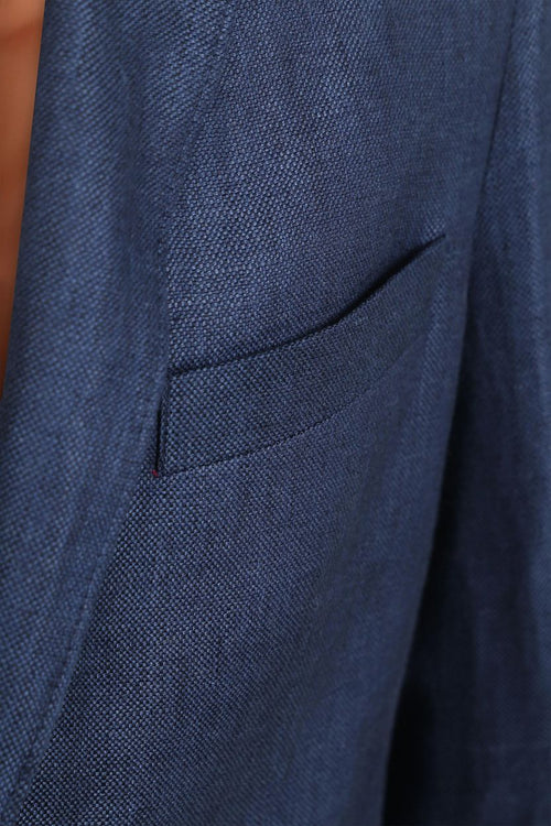 Suitable blazer linnen panama donkerblauw | Slim-fit