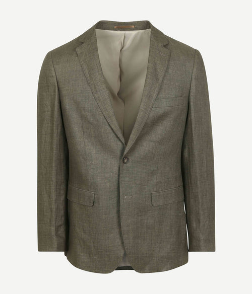 Suitable blazer linnen panama olijfgroen | Slim-fit