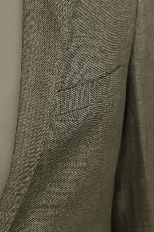 Suitable blazer linnen panama olijfgroen | Slim-fit